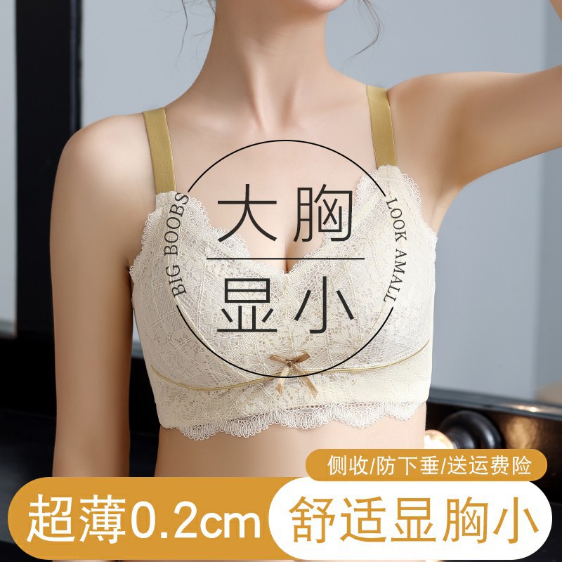 少女薄款大胸显小聚拢无钢圈文胸