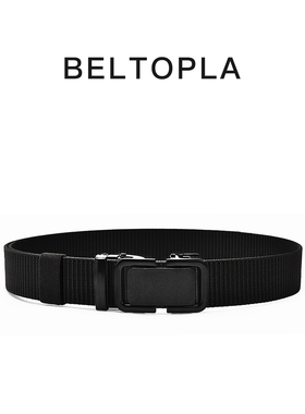 BELTOPLA自动扣军训战术腰带男懒人百搭尼龙帆布皮带潮流黑色学生