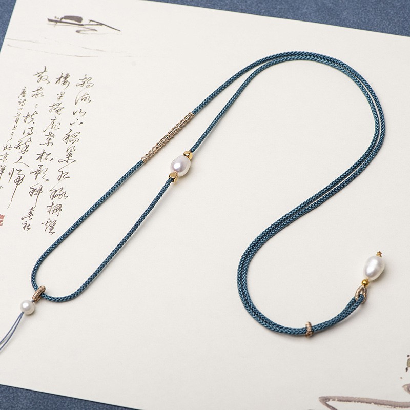 DIY细款珍珠吊坠挂绳子百搭饰品