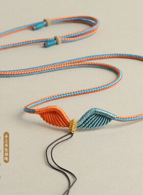 天使之翼双拼色毛衣链项链挂件绳