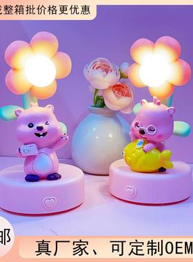 新款loopy露比粉色小海狸小夜灯摆件卧室学生桌面小台灯可爱礼物