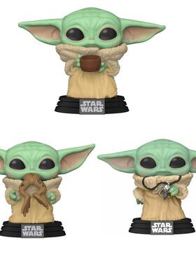 pop星球大战尤达宝宝捧碗吃青蛙拿项链379#398#378Yoda手办