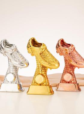 小号金靴奖优秀射手奖杯足球比赛颁奖奖品球迷纪念品树脂电镀金银