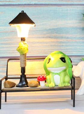 创意青蛙小夜灯铁艺小椅子时尚复古装饰摆件卡通学生儿童生日礼物