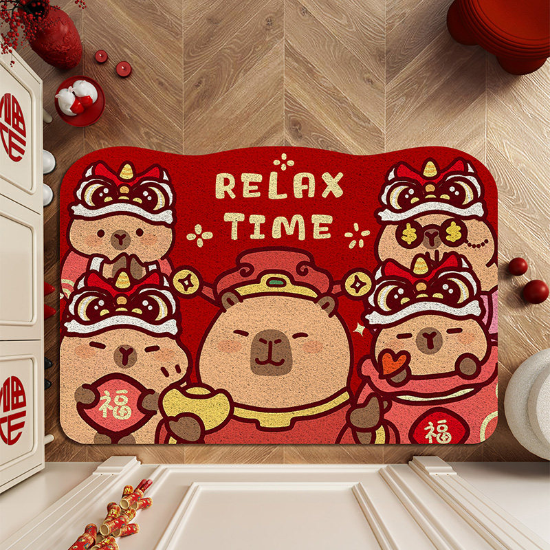 卡通红色丝圈地垫入户门脚垫门垫进门家用防滑地毯门外蹭土可裁剪,居家布艺,入户地垫,淘宝优惠券,粉丝福利购,淘宝优惠卷