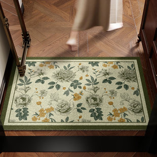 法式复古风丝圈地垫入户门垫进门口专用地毯2026新款绿色入门脚垫