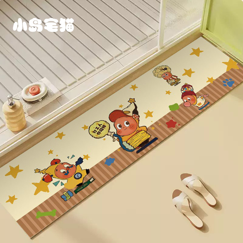 星星人地垫门槛石门口吸水脚垫极窄长条门垫浴室卫生间硅藻泥地毯