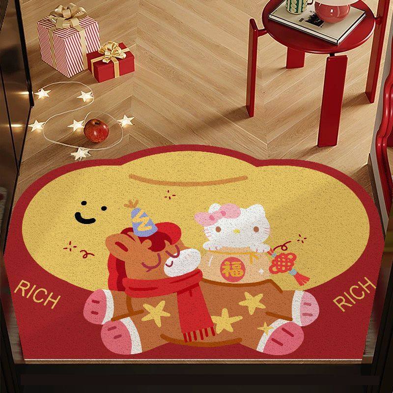 卡通kitty小马可爱地垫入户门丝圈铺垫地垫厚实丝圈蹭土玄关脚垫