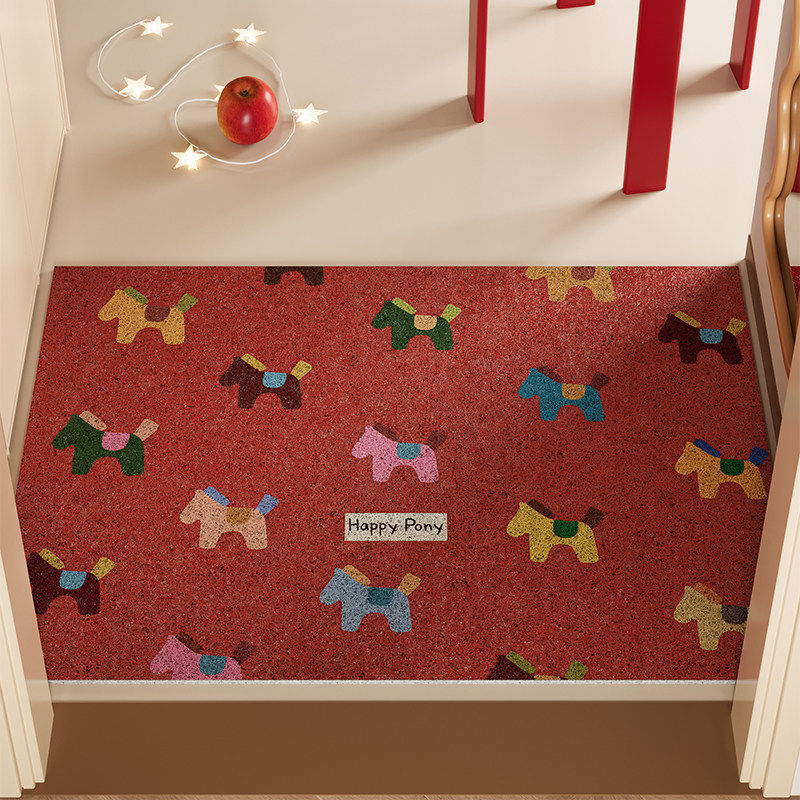 红色马年入户门地垫新年2026新款丝圈可裁剪蹭土家用门口进门脚垫,居家布艺,入户地垫,淘宝优惠券,粉丝福利购,淘宝优惠卷