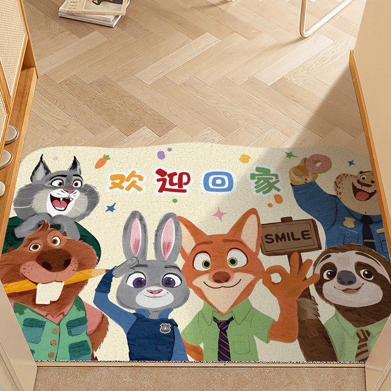 疯狂动物城卡通入户门地垫家用丝圈进门脚垫耐脏防滑进玄关门垫子,居家布艺,入户地垫,淘宝优惠券,粉丝福利购,淘宝优惠卷