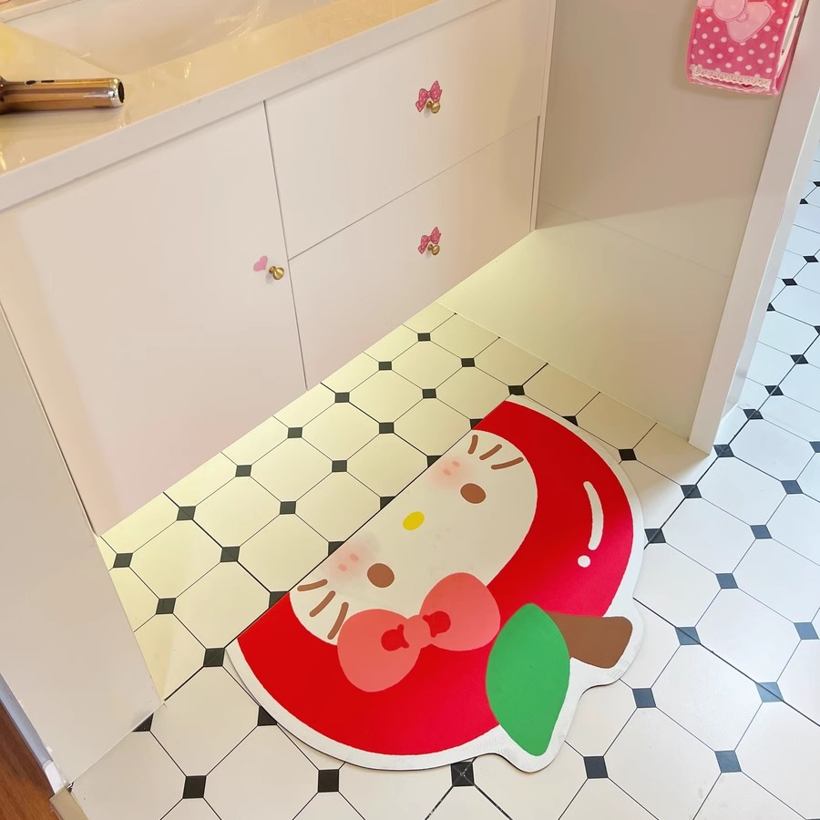 可爱韩系果蔬猫咪浴室脚垫卫生间门口耐脏防滑垫硅藻泥吸水速干垫