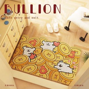 线条小狗入户门丝圈防滑地垫招财进宝进门门口蹭土脚垫可裁剪地毯