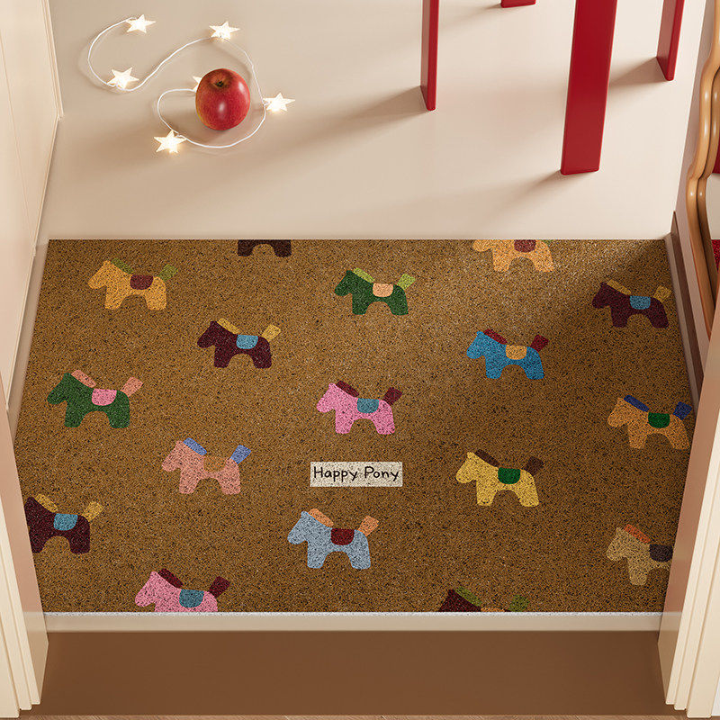 简约风黄色小马入户门地垫新款丝圈免打理易清洗耐脏门口进门脚垫,居家布艺,入户地垫,淘宝优惠券,粉丝福利购,淘宝优惠卷