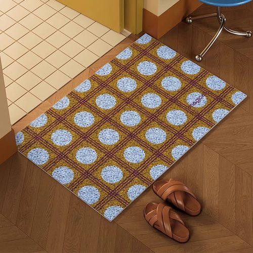 波卡幻境复古彩色波点入户丝圈地垫进门口耐脏除尘脚垫可裁剪地毯