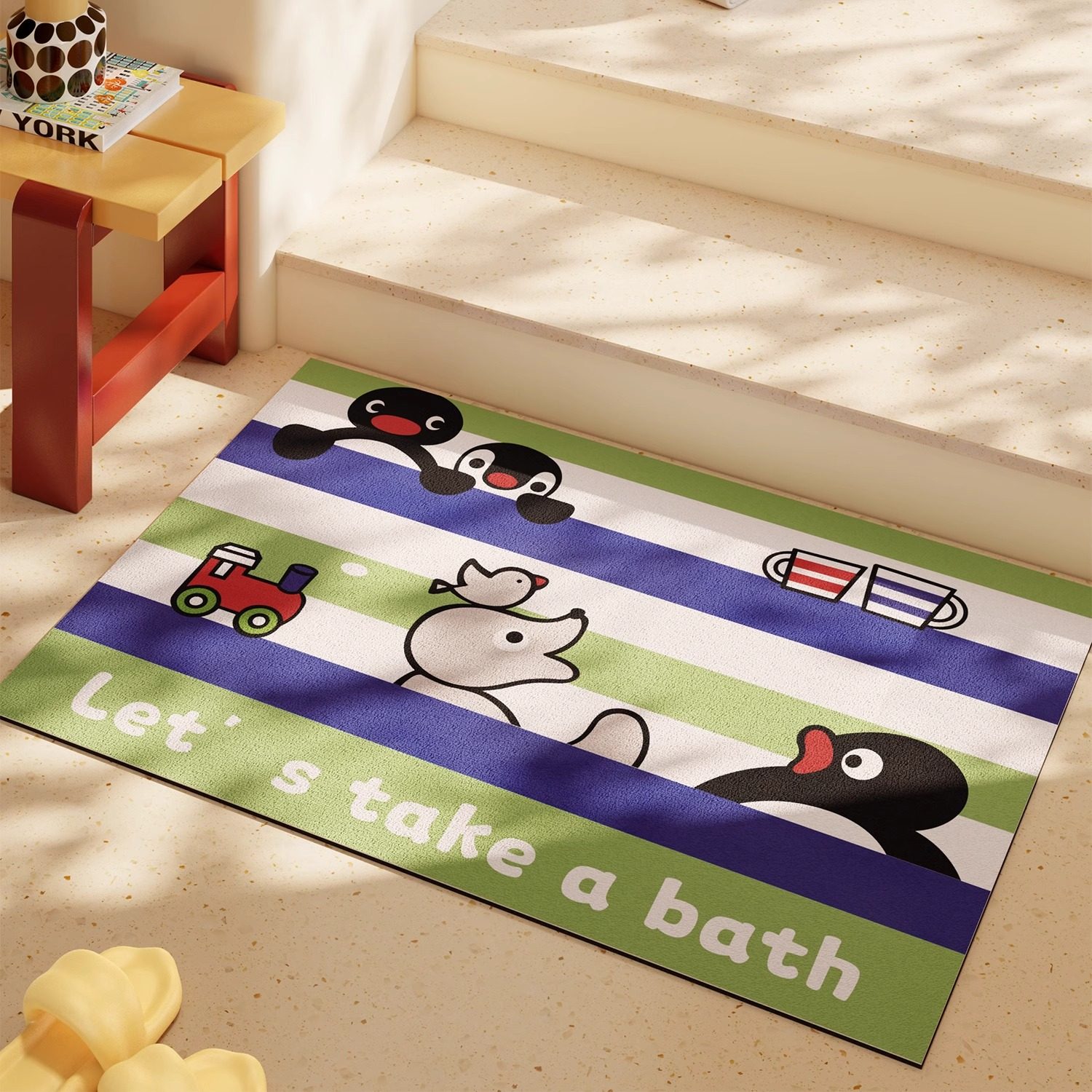 卡通企鹅浴室吸水速干地垫卫生间厕所门口防滑地毯洗手间脚垫蓝色,居家布艺,家用脚垫,淘宝优惠券,粉丝福利购,淘宝优惠卷