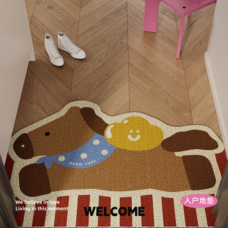 韩式卡通小马新年入户地垫丝圈防滑耐脏脚垫玄关大门口地毯可裁剪,居家布艺,入户地垫,淘宝优惠券,粉丝福利购,淘宝优惠卷