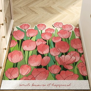 入户门地垫竖版 门口外进门防滑脚垫玄关耐脏地毯小清新可裁剪丝圈