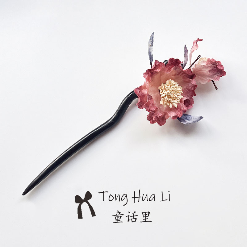 原创非遗绒花蚕丝发簪