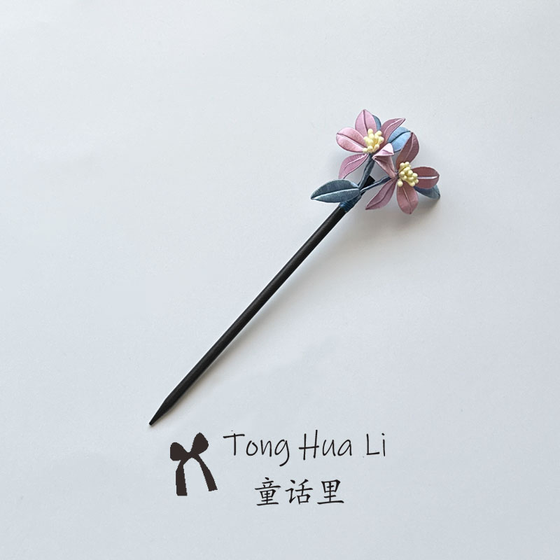 原创桃花木簪非遗手工缠花发簪汉服发饰步摇日常优雅百搭旗袍头饰