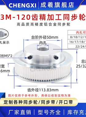 BF型皮带轮HTD3M120齿槽宽11/16 齿外径113.83铝合金精加工同步轮