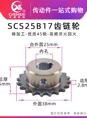 SCS高品质成型孔链轮2分17齿 25B17 04C17 外径38 精车内孔键槽