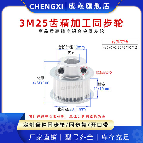 成羲BF同步轮HTD3M25齿槽宽11/16
