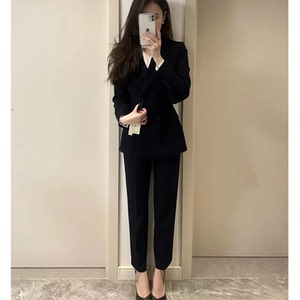 黑色西装套装女2024春秋新款职业装大学生公务员面试正装工作服潮