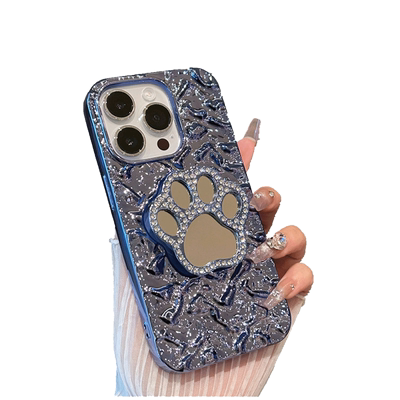 可爱卡通猫爪支点适用iPhone15promax手机壳补妆镜苹果14Pro新款14高级感13硅胶软15Pro带支架一体防尘网12女