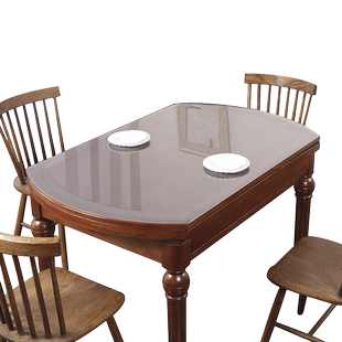 圆桌伸缩折叠椭圆形餐桌垫PVC桌布防水防油免洗透明加厚软玻璃