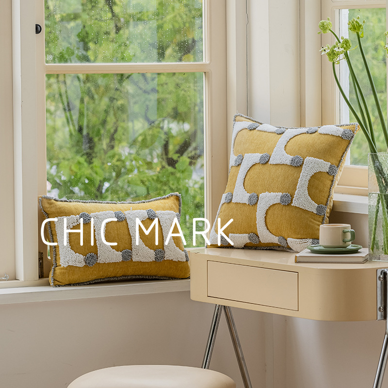 摩洛哥ins风圈绒刺绣抱枕套簇绒流苏靠套样板房腰枕套现货