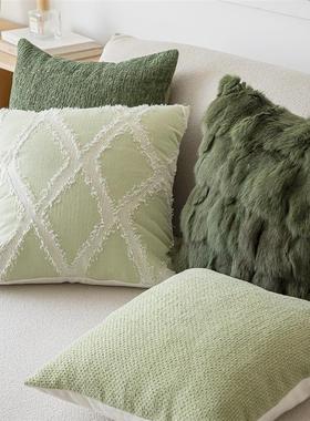 绿色沙发抱枕套高级感ins风样板间客厅装饰靠枕床头靠床上靠垫背