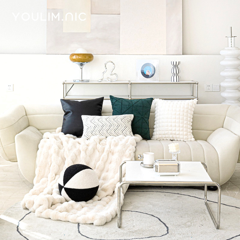 北欧ins奶油风沙发抱枕客厅卧室靠枕床头靠办公室长条形腰枕套