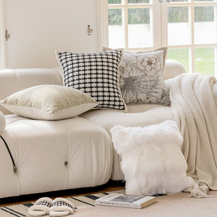 北欧沙发抱枕套ins风现代简约小香风客厅靠枕床头靠腰靠背米色