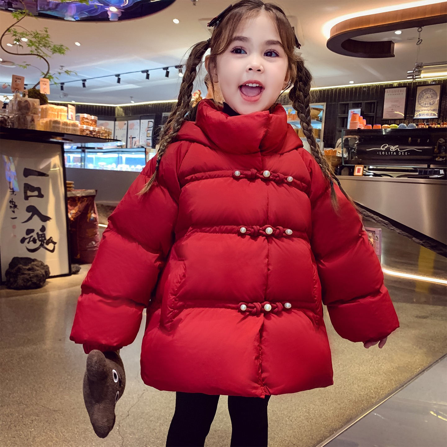 女童中国风盘扣羽绒服外套