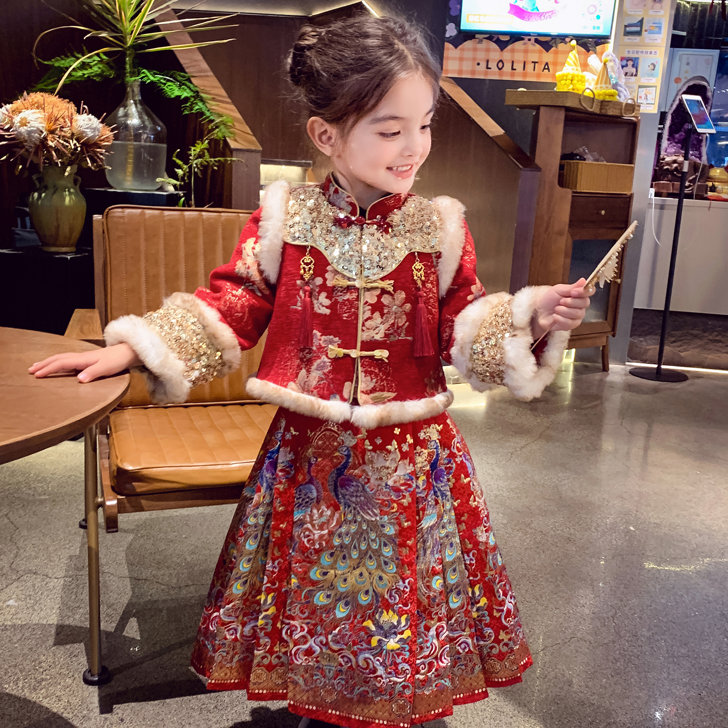 女童新中式拜年服马面裙两件套