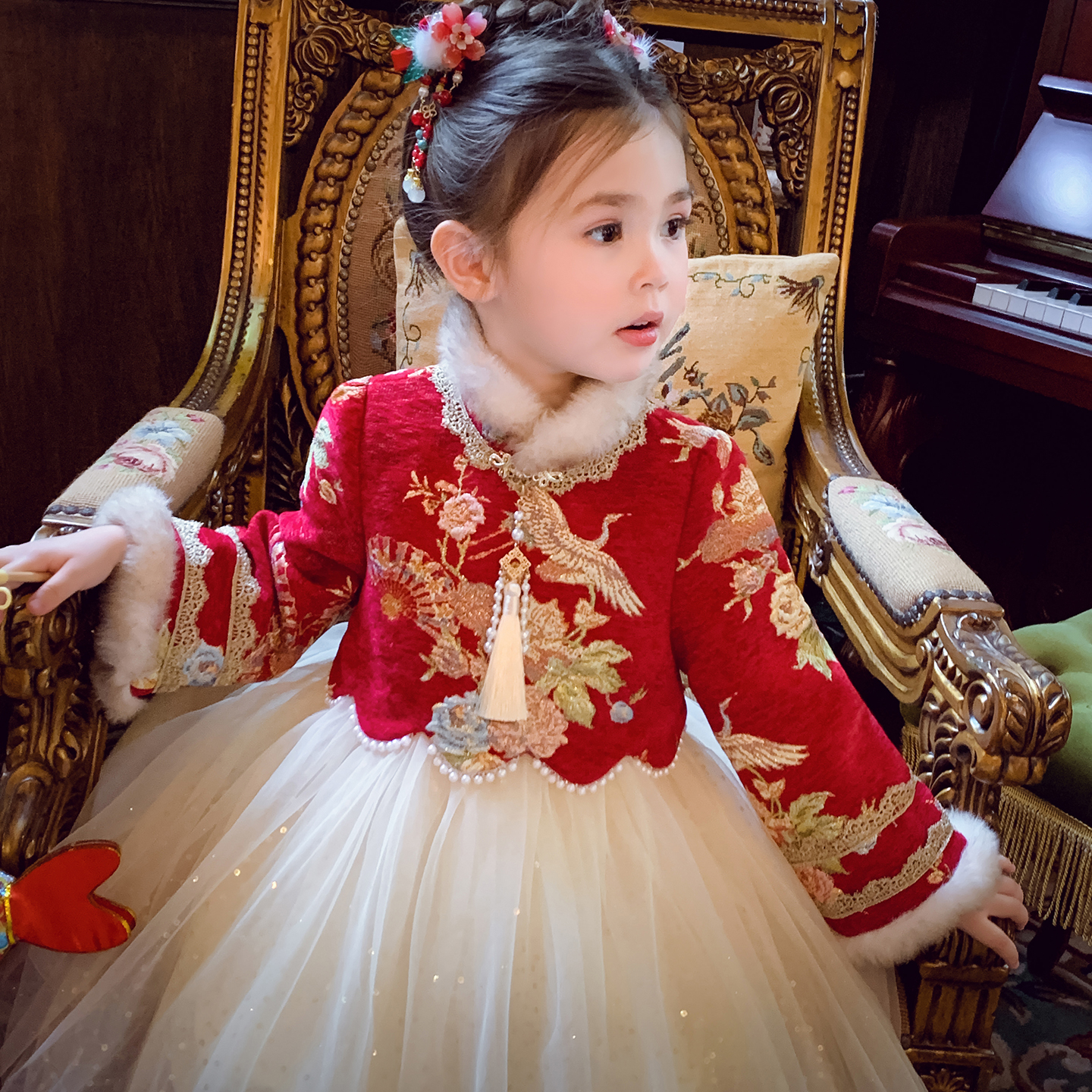 女童新中式国风拜年连衣裙