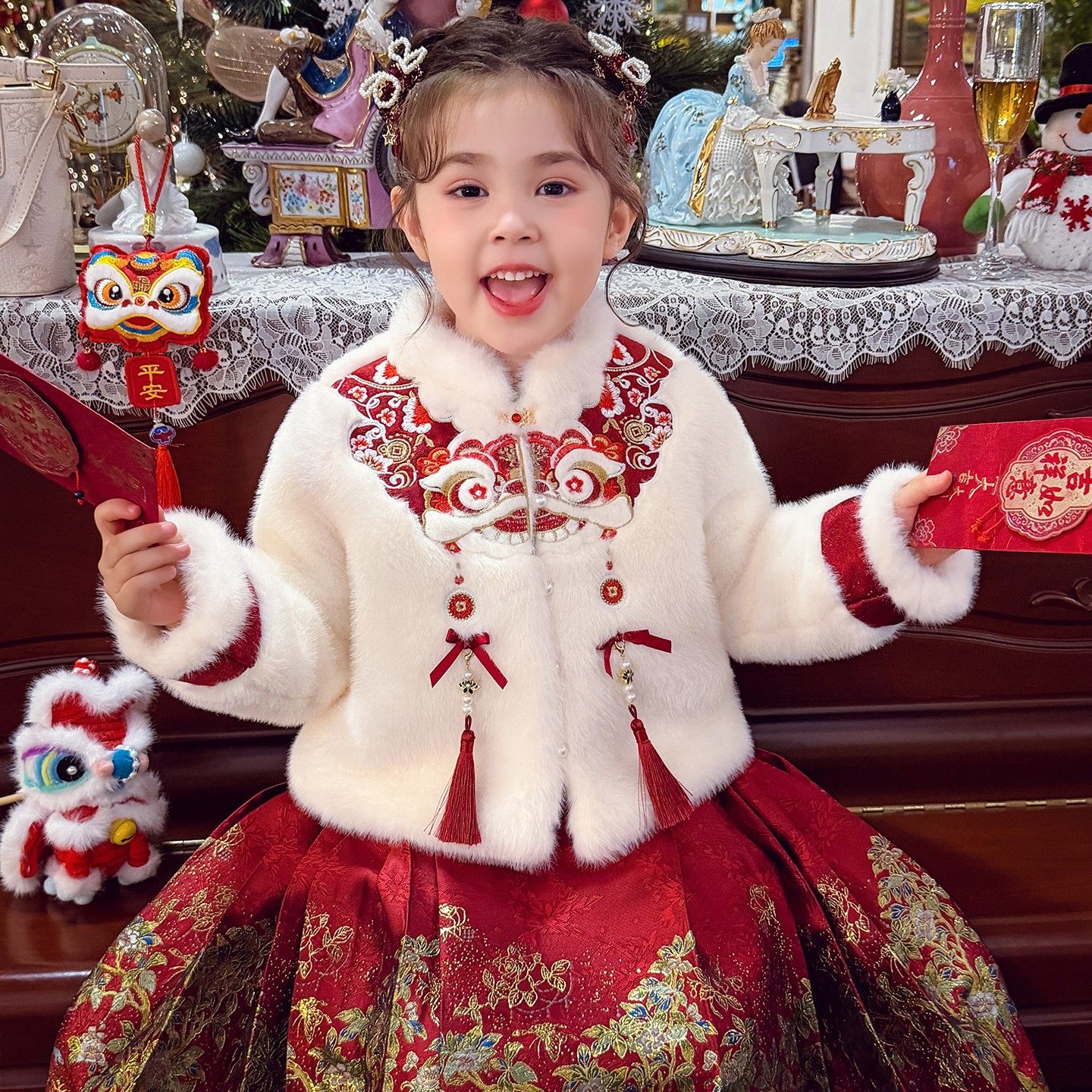 女童新年皮草冬装2026新款儿童国风刺绣草草大衣女孩夹棉毛毛外套,童装/婴儿装/亲子装,普通外套,淘宝优惠券,粉丝福利购,淘宝优惠卷