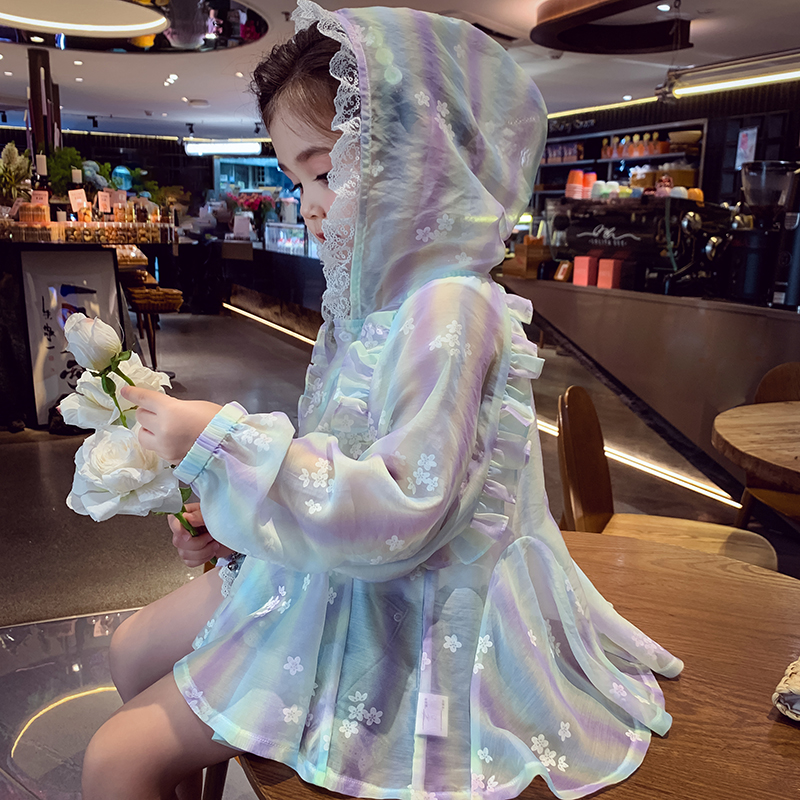 女童防晒衣连帽长袖薄款夏装外套公主风洋气小女孩出游装备皮肤衣