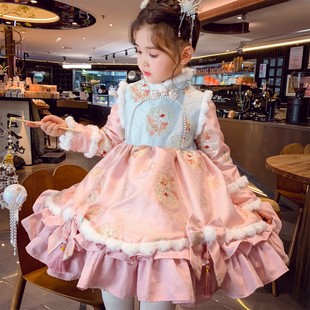 女童加绒洛丽塔冬装2025新款儿童国风新中式公主裙女孩礼服连衣裙