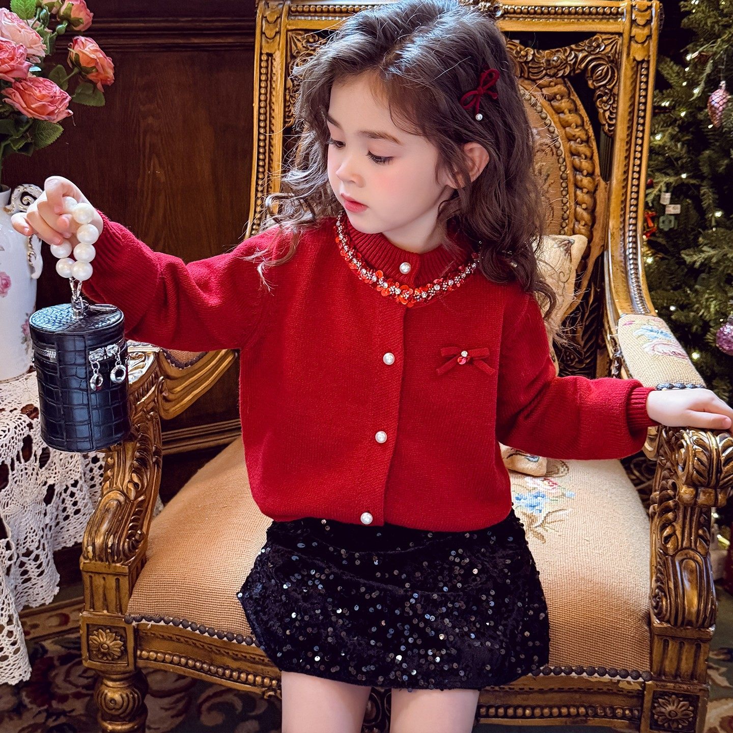 女童新年毛衣冬装2026新款小女孩单排扣亮片上衣儿童保暖针织开衫,童装/婴儿装/亲子装,毛衣/针织衫,淘宝优惠券,粉丝福利购,淘宝优惠卷