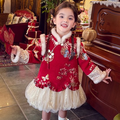 女童拜年服蓬蓬旗袍裙