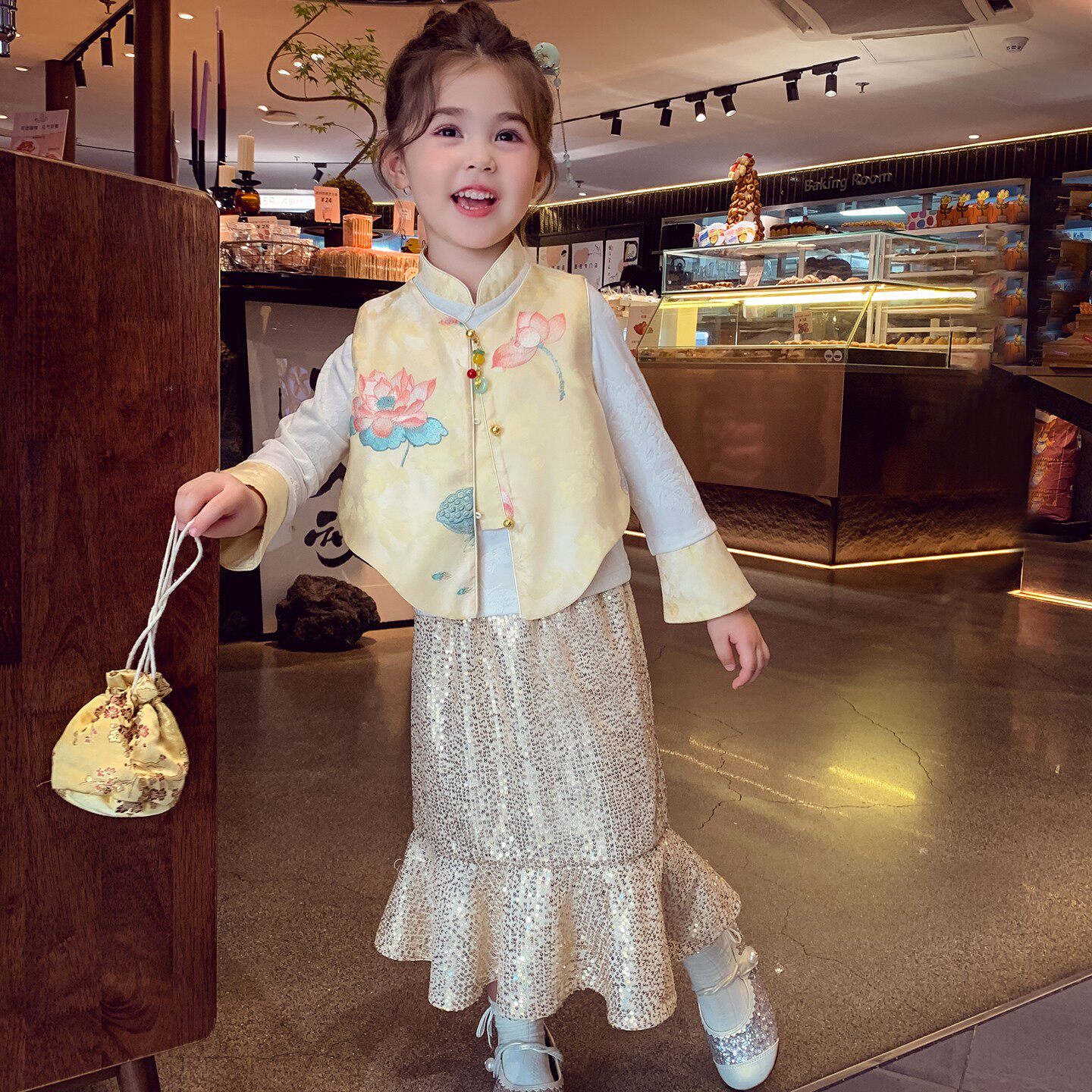 女童新中式套裙三件套装