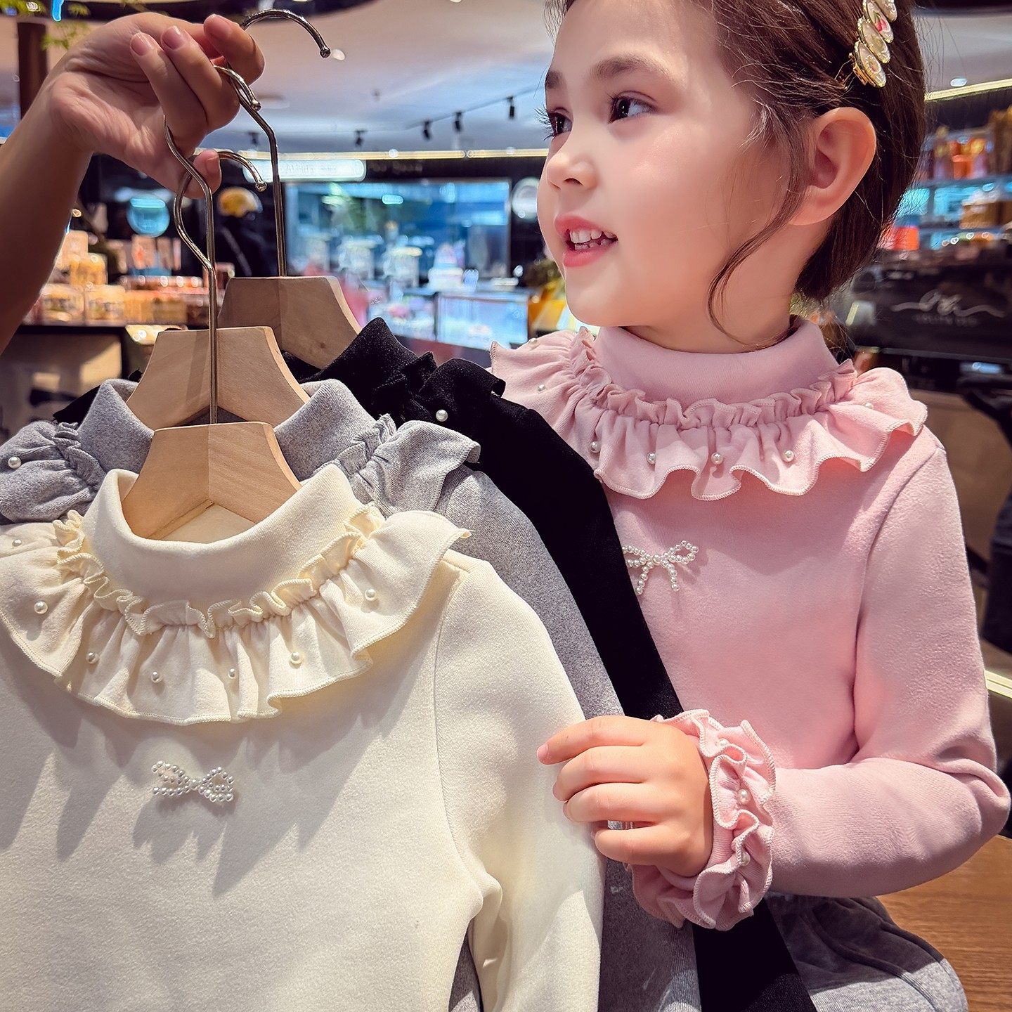 女童加绒打底衫中领小女孩冬装长袖上衣2025新款加厚保暖女宝T恤,童装/婴儿装/亲子装,T恤,淘宝优惠券,粉丝福利购,淘宝优惠卷