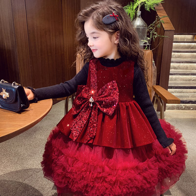 女童蝴蝶结蓬蓬纱公主裙