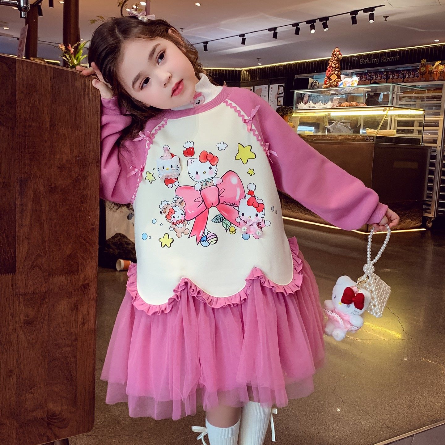 女童加绒卫衣裙冬装2025新款儿童韩版立体卡通印花插肩袖连衣裙子,童装/婴儿装/亲子装,连衣裙,淘宝优惠券,粉丝福利购,淘宝优惠卷