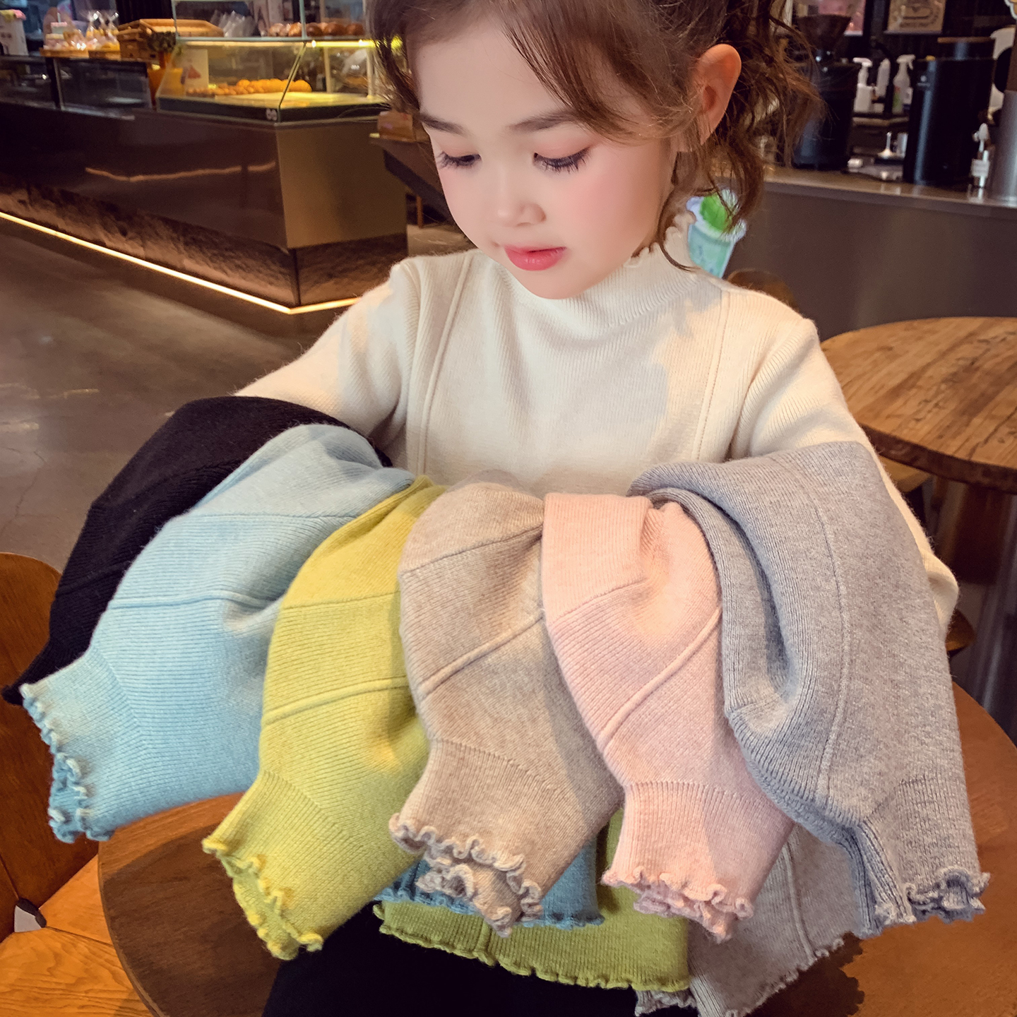 女童纯色百搭针织毛衣