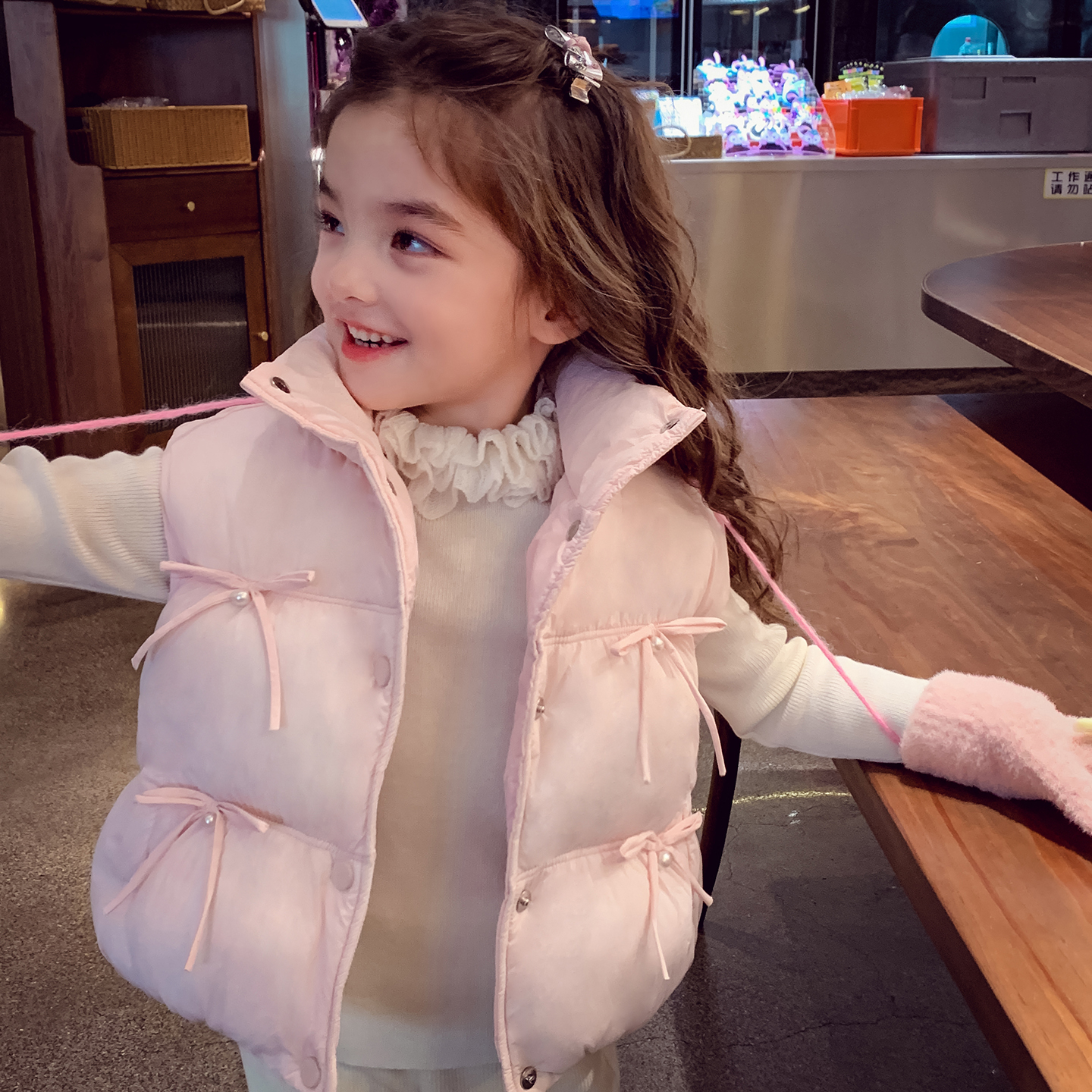 女童棉服冬装2025新款儿童韩版加厚纯色保暖外套女孩外穿马甲外套