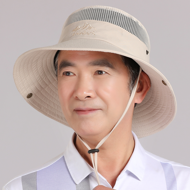 中老年人夏天防晒太阳帽子男士户外可折叠遮阳帽爸爸渔夫帽钓鱼帽