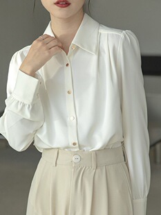 简约垂感白衬衫女春夏职业装雪纺气质公务员教资面试高端衬衣