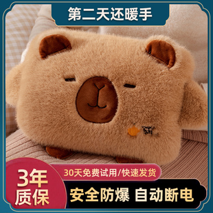 热水袋充电暖宝宝暖水袋毛绒可爱女暖被窝2025新款 暖手宝防爆正品